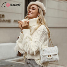 Load image into Gallery viewer, Conmoto Solid Deep Gray Casual Women Sweaters 2019 Sexy Winter Knitwear Sweater Loose Tassel Knitted Pullovers Jumpers