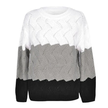 Load image into Gallery viewer, Femajor Fall 2019 Women Winter Jumpers Fashion Color Block Pullovers Female Casual High Waist Hollow out Knitted Tops Sweater