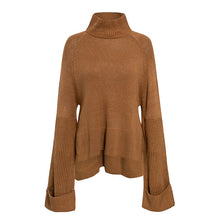 Load image into Gallery viewer, Femajor Women Autumn Winter Turtleneck Sweater Jumper Female 2019 Fashion Brown Loose Bell Sleeve Knit Tops Pullover Pit Sweater