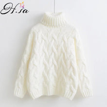 Load image into Gallery viewer, H.SA Women Turtleneck Sweaters Autumn Winter 2017 Pull Jumpers European Casual Twist Warm Sweaters Female oversized sweater Pull