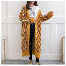 Load image into Gallery viewer, HSA Women Long Sweater Cardigans 2018 Autumn Winter Long Sweater Jacket Geometric Knit Cardigans Long Overcoat winter coat woman