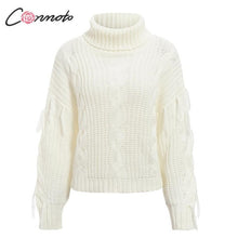 Load image into Gallery viewer, Conmoto Solid Deep Gray Casual Women Sweaters 2019 Sexy Winter Knitwear Sweater Loose Tassel Knitted Pullovers Jumpers